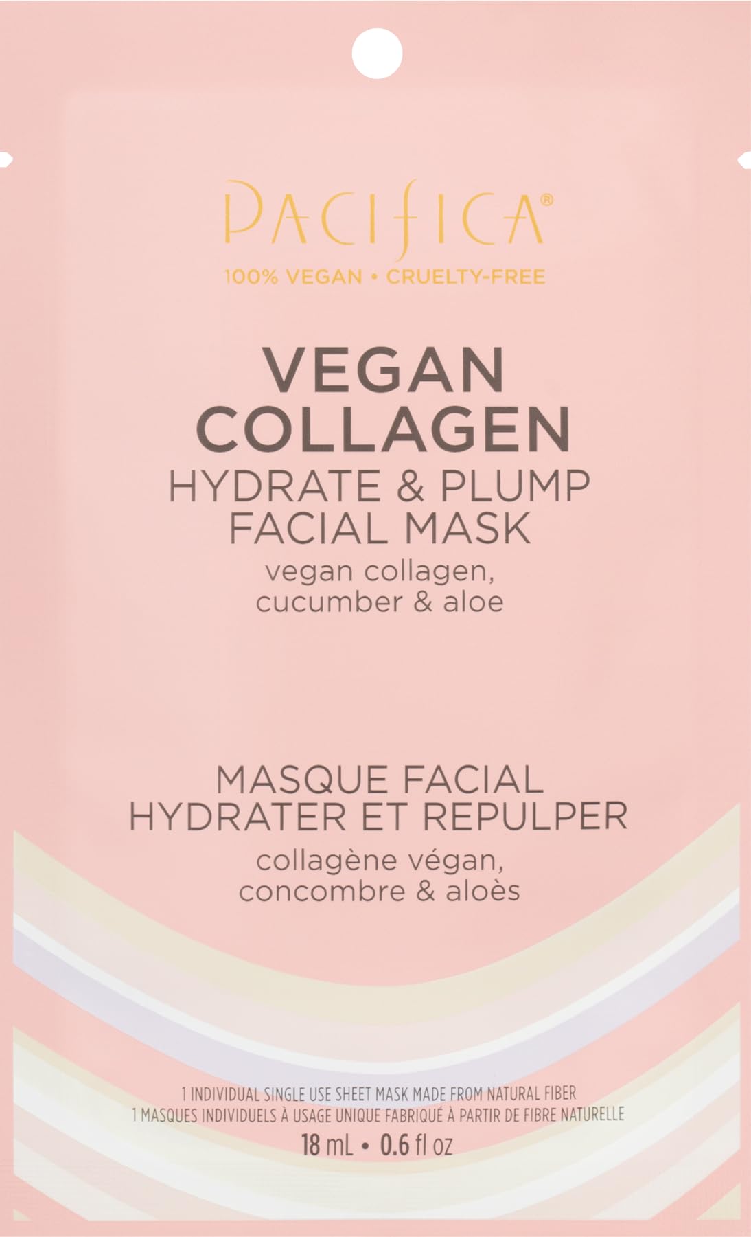 Pacifica Sheet Face Mask - Vegan Collagen Hydrate & Plump with Cucumber & Aloe – Moisturizing Mask for Dry & Aging Skin - Clean Beauty Vegan & Cruelty-Free Dermatologist Tested
